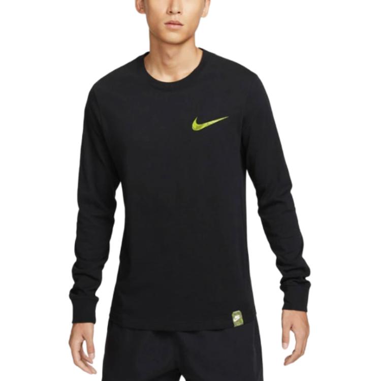 

Nike Letter Logo Pattern Round Neck Long Sleeve T-Shirt Men Tops Black FZ7957-010 M