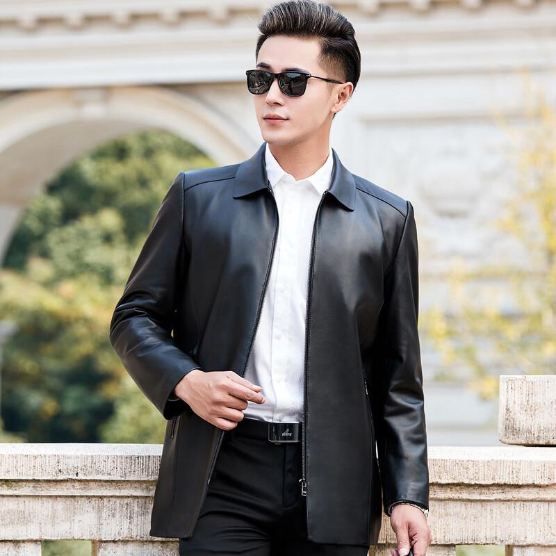 Futing Men's Business Casual Sheepskin Leather Jacket
