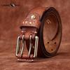 Retro Korean Style Trendy Personality Ins Double Pin Buckle Belt Men's Genuine Leather Belt