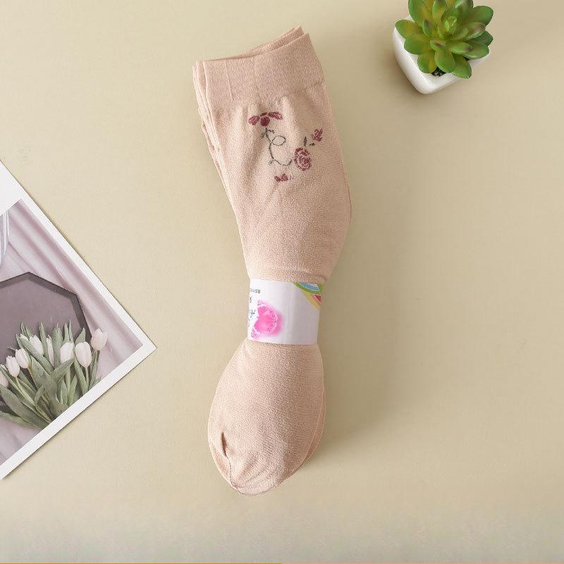 10 Pairs of Women's Summer Thin Old Jacquard Anti Hook Silk Loose Mouth Mid Aged Tube Socks