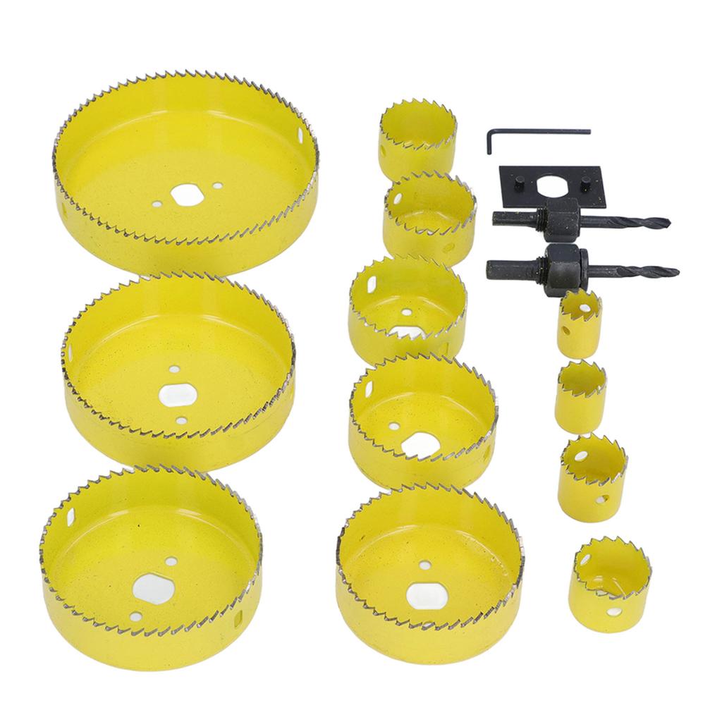 16PCS Set Hole Saw Kit Yellow 19?127mm Electricians Hole Saw Kit for PVC Board Plastic