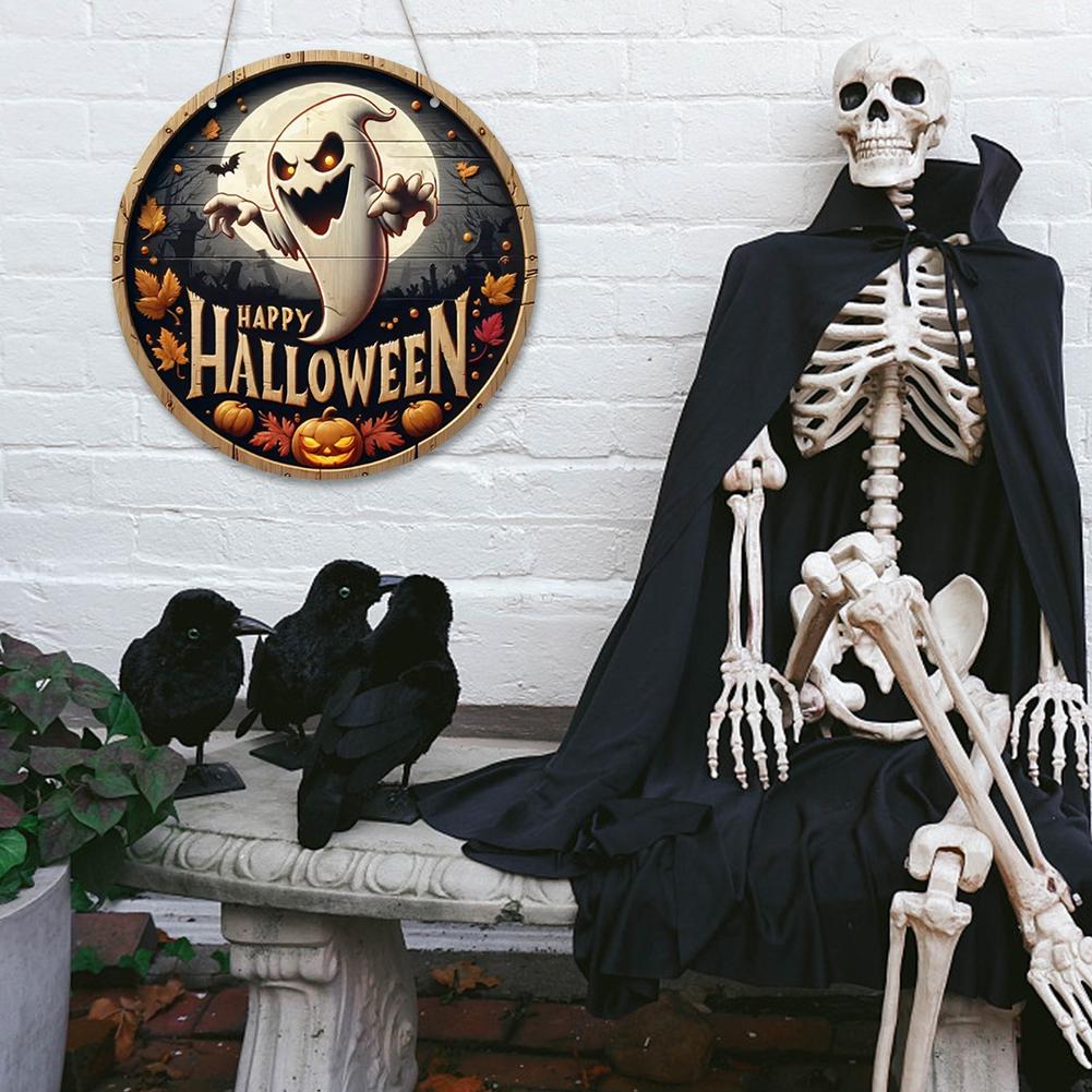 Halloween Front Door Decorations Decorative Door Hanging Pendant Vintage Scary Door Ornaments for Window Wall Decor