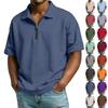Men's Casual Collared Zipper Neck Short,Sleeve Top