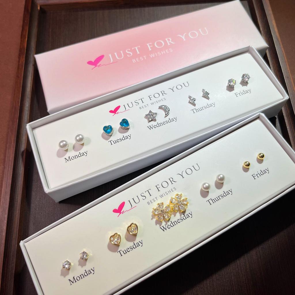 2025 Simple Bow, Star, Moon & Butterfly Stud Earrings Set with Gift Box