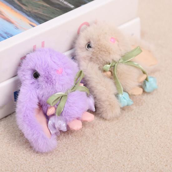 Tulip Lop-Eared Rabbit Doll Pendant Plush Keychain Soft Skin-Friendly Cute Bunny Bag Charm