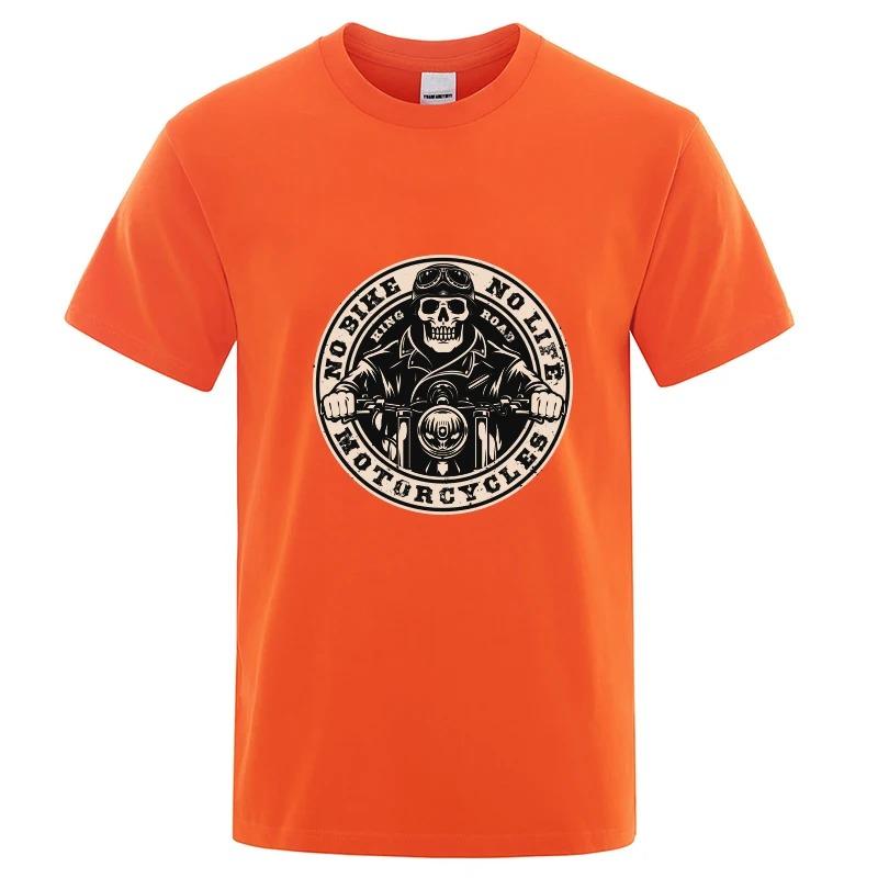 Bavlněné tričko s krátkým rukávem Motocyklový závislák Píst Lebka Tričko Pánské Hip Hopové Tričko Cool Trička Harajuku Streetwear Móda
