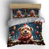 Festive Christmas Dog Outfit Set Kid'S And Adults' Bedroom Decor, Exquisite Three-Piece Bedding Set Gift