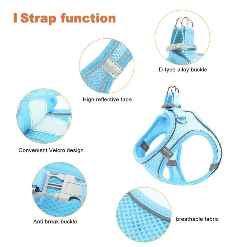 Adjustable Cat Harness Vest Reflective Pet Collar Harness Practical Dog Chest Strap  Pet Training