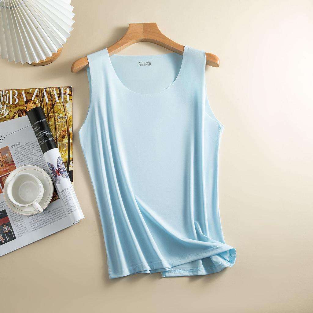Kvinner Bunnvest Is Silke Sømløs Ermeløs Pure Color Plus Size Stretchy Rundhals Tørr Tørr Kjøling Camisole Sommer Dating Kontorferie