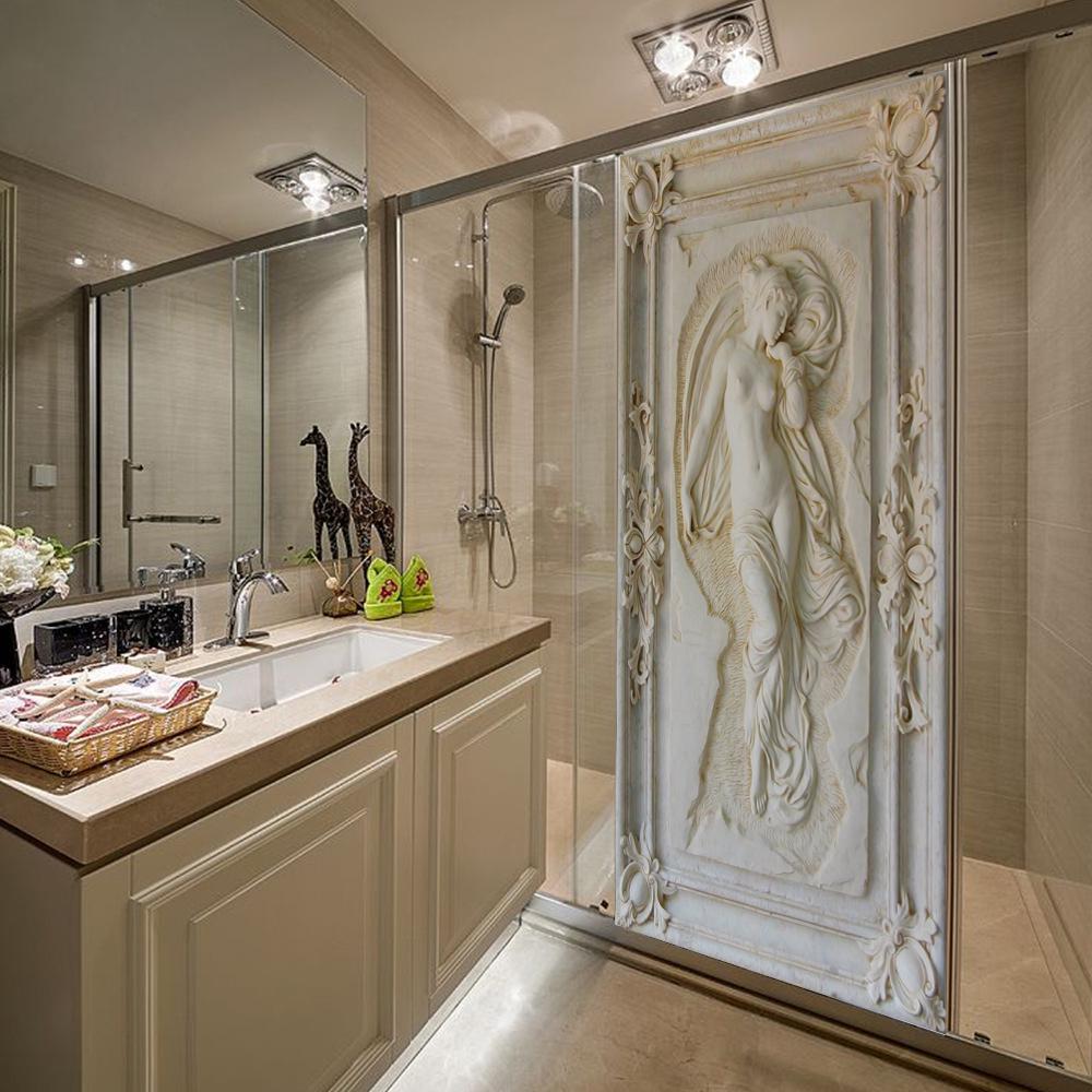 Statue Door Sticker House Home Door Sticker Wall Art Door Fridge Sticker Poster Creative 3D CDN