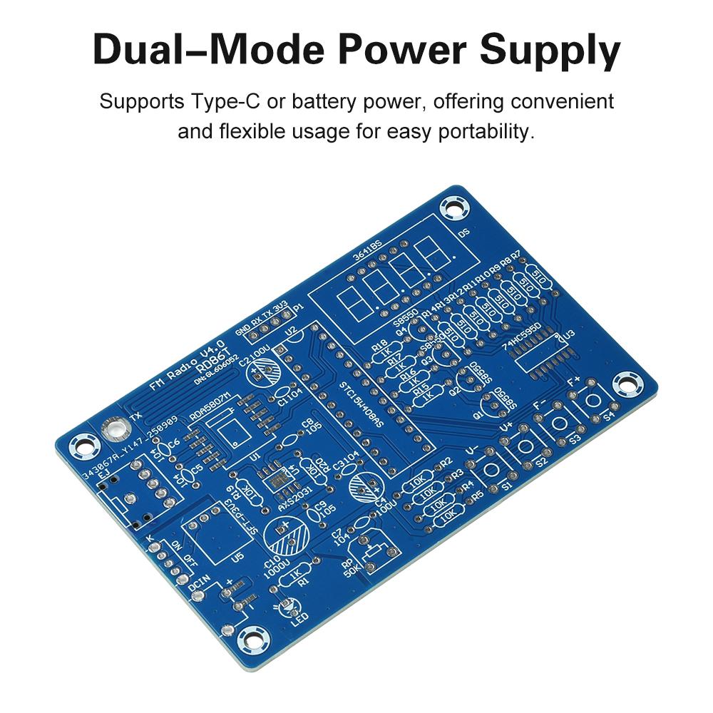 87.5-108MHz FM Radio Kit Digital Display Electronic Diy Parts Manual Welding Type C
