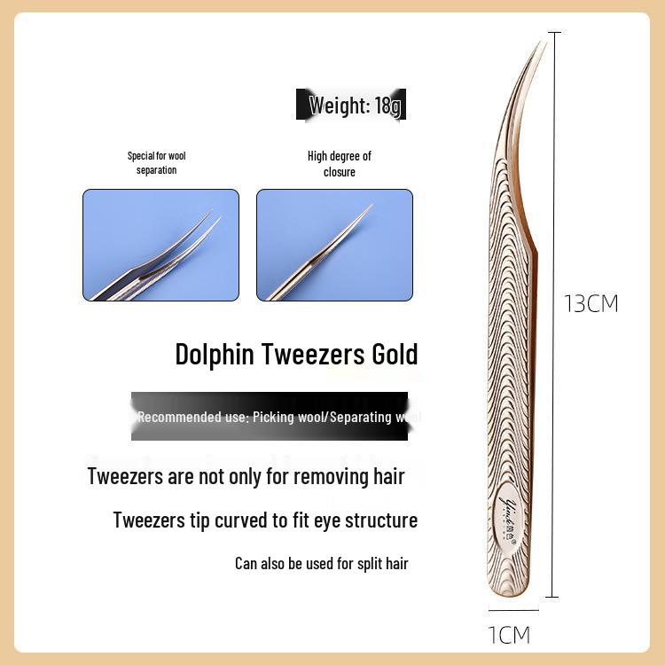 Golden Feather Precision Eyelash Tweezers Set - Beginner s Professional Grafting Tools