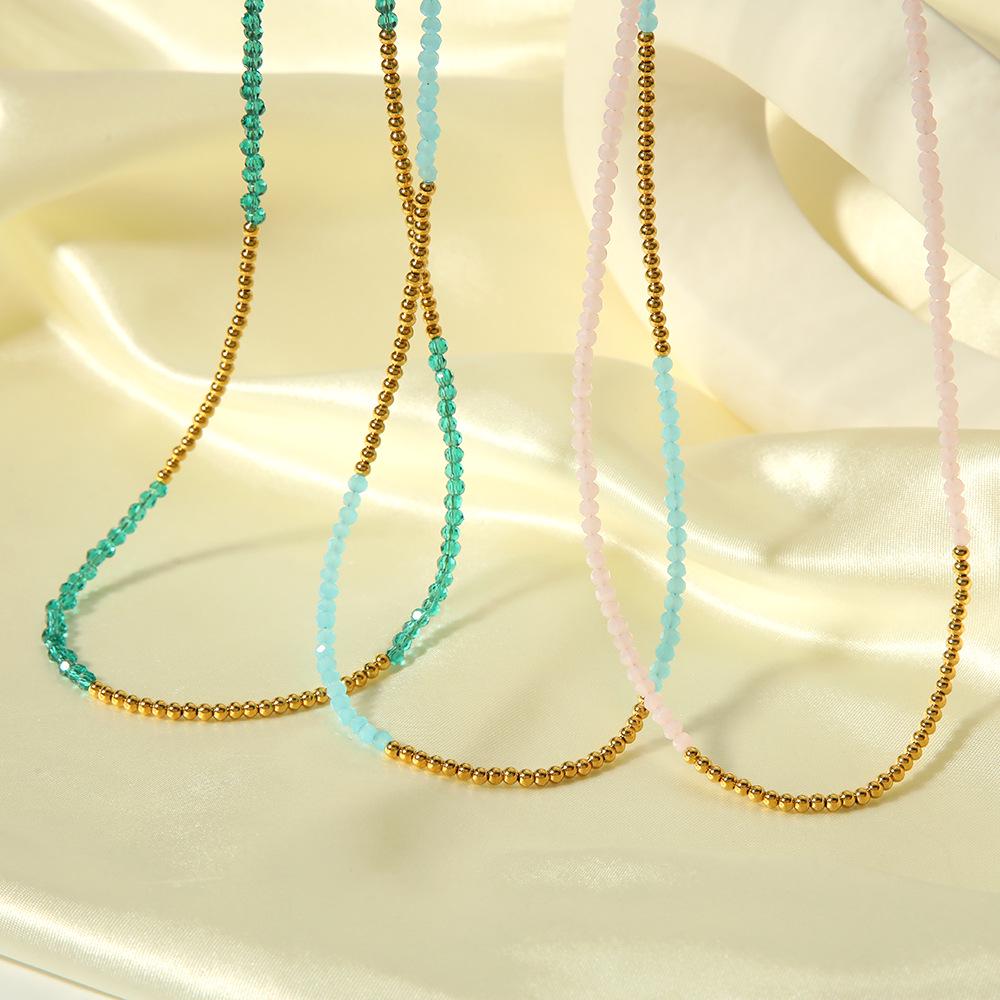 

18K Stainless Steel Beaded Fashion Necklace - Simple, High-End Design for Women золотой