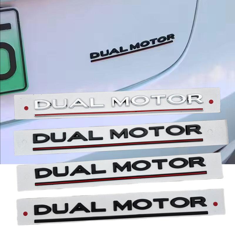3D Letter Dual Motor Underlined Emblem Badge Car Rear Trunk Decal Sticker for Tesla Model 3 X Y S Decorative Auto Accessories