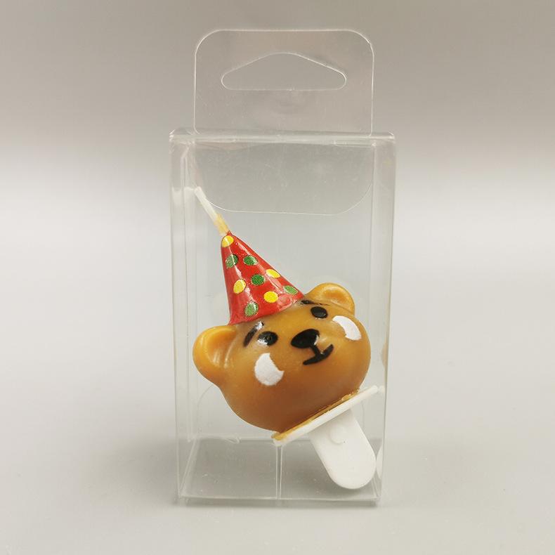 Cartoon Bear with Hat and Birthday Candle Creative Cute Christmas Hat and Panda Birthday Cake Decoration Candle