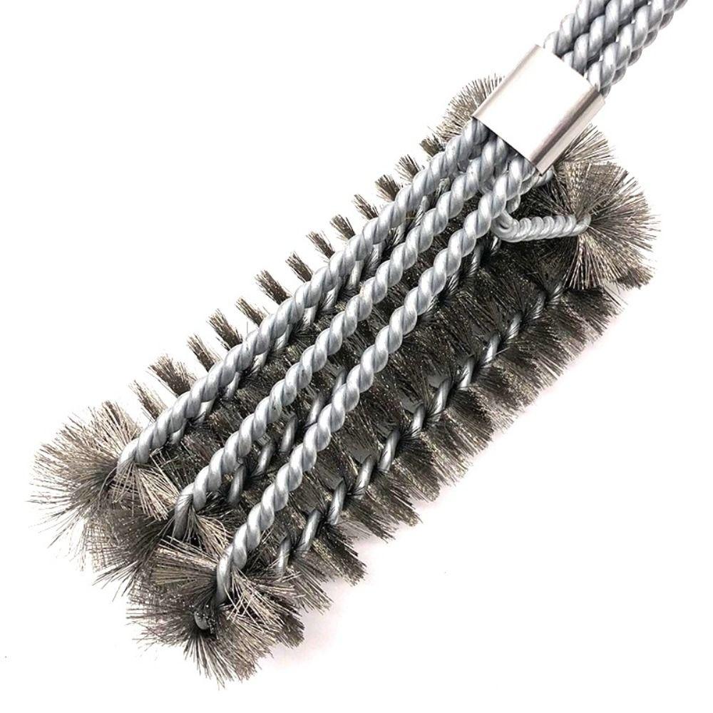 Long Handle Barbecue Cleaning Brush Triangle Grill Cleaning Steel Brush Multi-Function   Camping