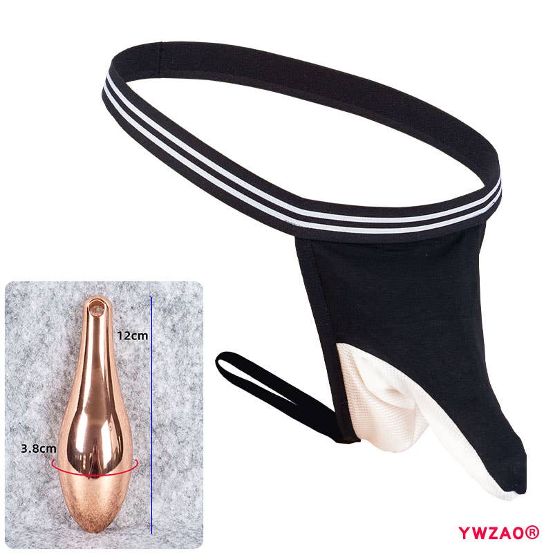 YWZAO Insertable Anal Plug Mens Underwear Thong Separate Pouch Design Black N28