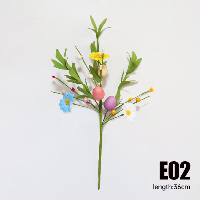 2025 Easter Decoration Artificial Egg Pearl Flower Branch Colorful Foam Eggs Branches DIY Bouquets for Easter Party Home Decors