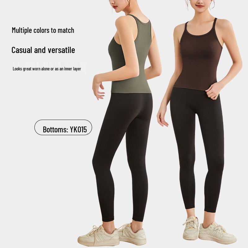 Women's Summer Sleeveless Yoga Top with Chest Pads - Versatile Camisole for Outdoor Wear