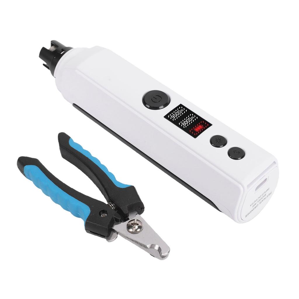 Pet Nail Grinder with Double LED Light Anti Slip Handle Quiet Electric Dog Cat Nail Trimmer for Pet Grooming