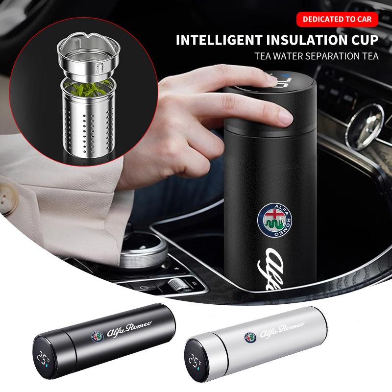 500ML Borraccia Termica Intelligente Display Digitale della Temperatura Tazza Termica da Auto per Alfa Romeo Giulia Stelvio Giulietta 156 159
