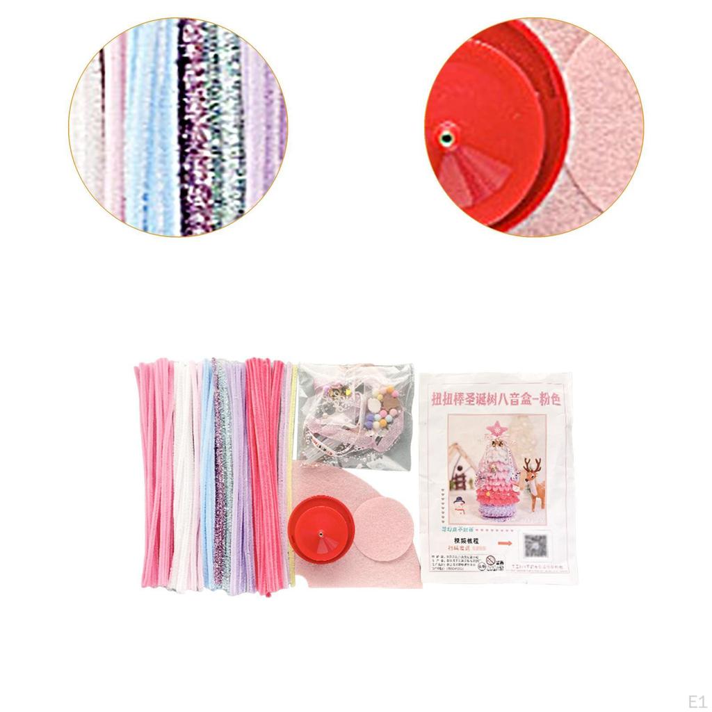 Christmas Pipe Cleaners Set DIY Art Craft Supplies Soft Plush Unfinished Gifts Twist Stick