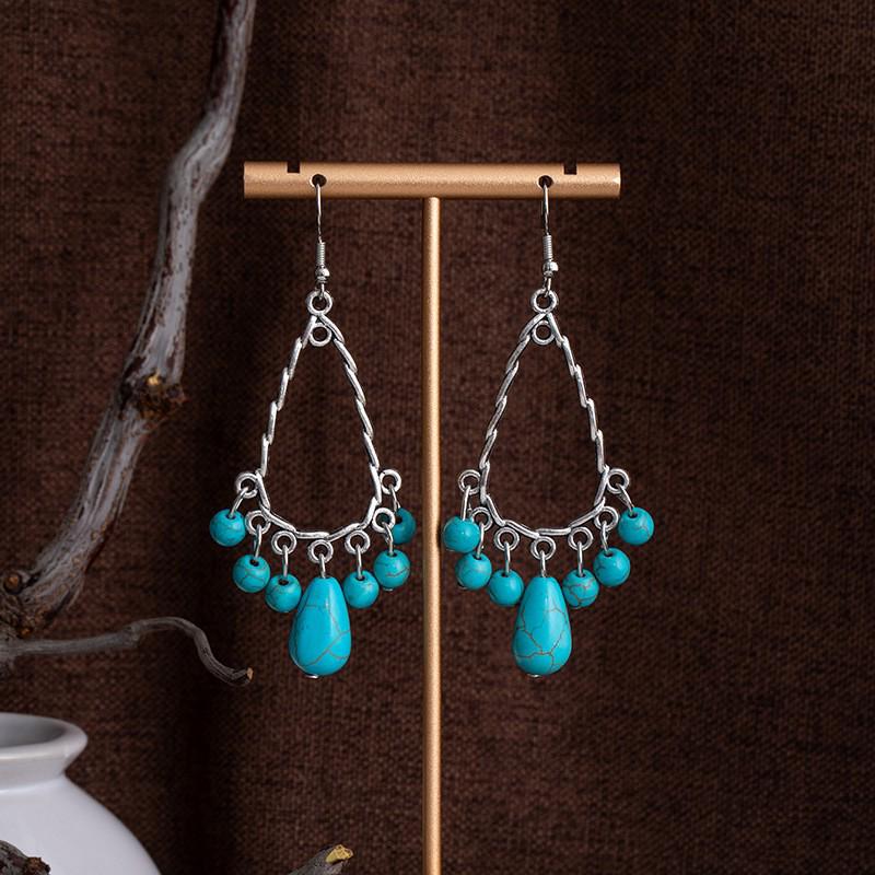 Tibetan Ethnic Bohemian Tassel Turquoise Earrings