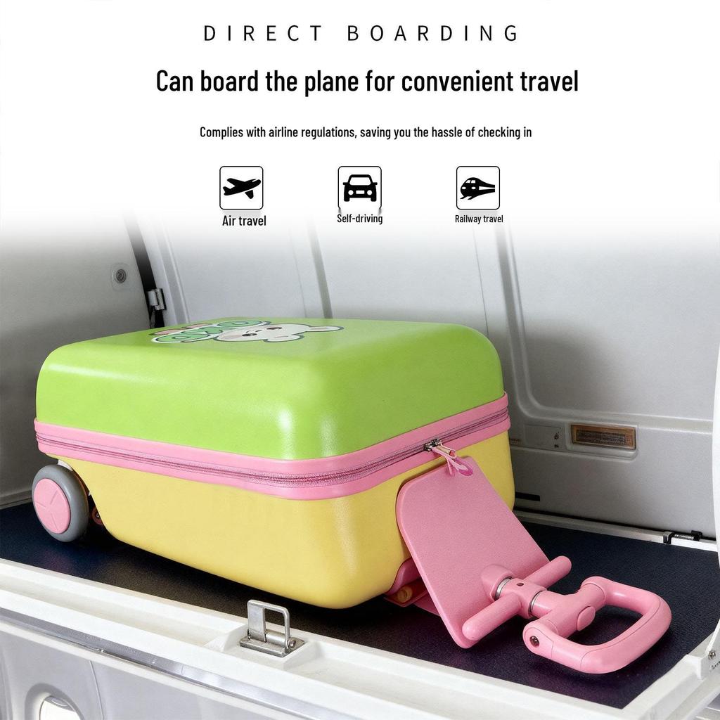 New 20-inch Children's Ride-on Carry-on Luggage with Password Lock and Detachable Trolley