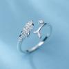 Women Zircon Moonstone Dolphin Cat Tassel Open Ring Adjustable Wedding Party Jewelry Gift