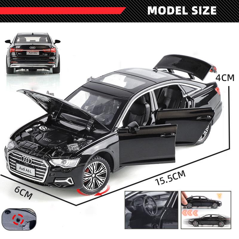 Maßstab 1/32 A6L Legierung Maßstabsmodell Diecast Metall Miniaturmodellauto Sound und Licht Rückzug Kinder Spielzeugauto Fahrzeuge Geschenke