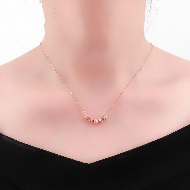 Lila Goldplattierte Roségold Transferperlen-Halskette, Schlichter Stil, Modischer Persönlichkeits-Trend, Hochwertige Farbige Gold-Schlüsselbein-Kette