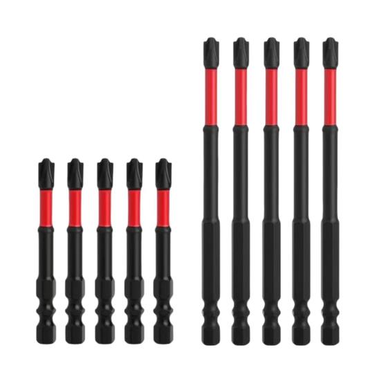 4/10Pcs Electricians Impact Screwdriver Bit Set 65mm 110mm Slotted Heads 1/4 Inch Hex Shank CNC Machined Metal Cross-Slot Screw Driver Drill Bits Kit