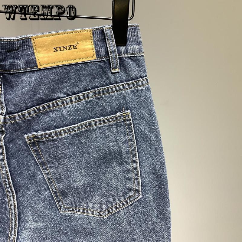 WTEMPO Sommer Herreshorts Løse Mote Denimshorts Vide Ben Shorts Fritidsshorts Draktsbukser Utendørs Strandbukser