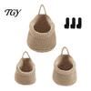 Wall Mounted Storage for Nursery 3PCS Woven Hanging Bag, Natural Cotton Rope Fruit Baskets, Organizer Hair Accessories Boho