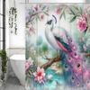 Graceful And Colorful Peacocks Shower Curtain Washable Dirt-Resistant Shower Head Waterproof Polyester Bath Curtain