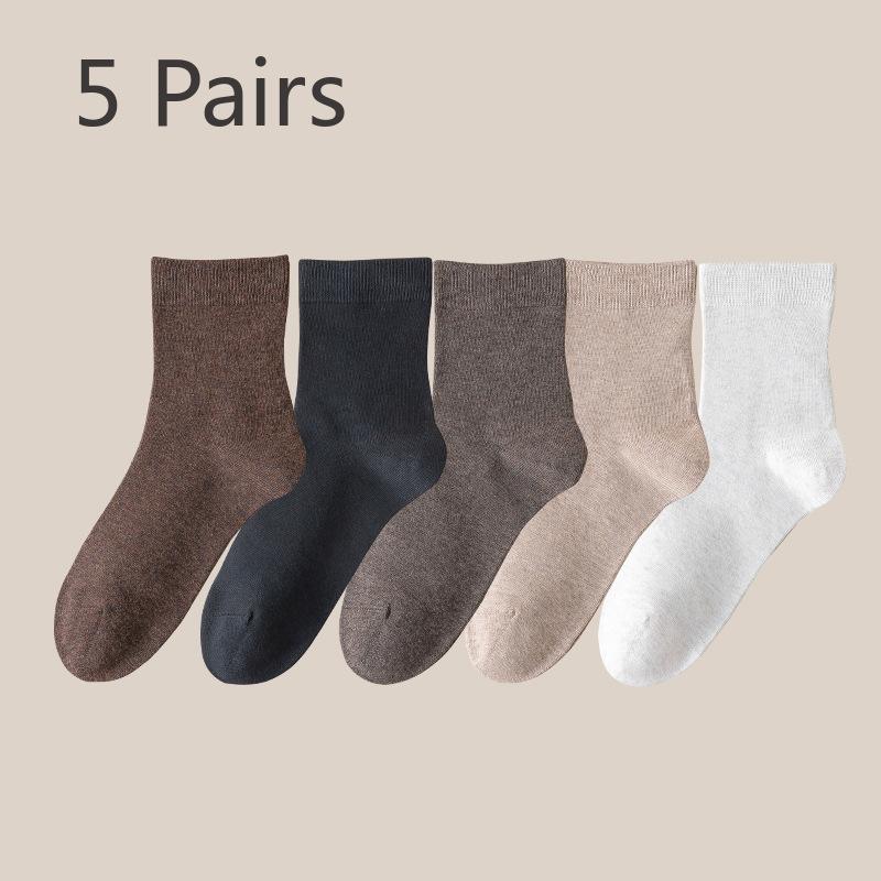 

5 пар женских носков-труб из чистого хлопка на весну и осень, дезодорирующих, впитывающих пот, простых, однотонных, без косточек 5 Pairs