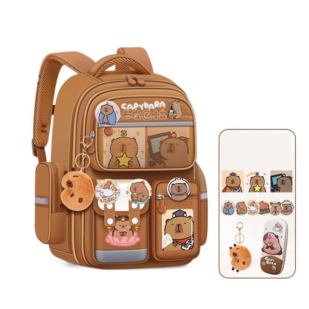 Oxford Cloth Cartoon Animal School Bag Multi-Compartments Capybara Student Bag Unisex