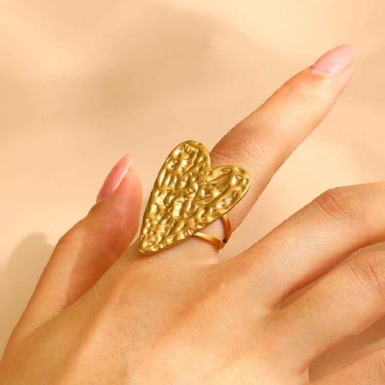 Simple Rings Adjustable Rings Sun/Heart Opening Rings Stainless Steel Texture Fashion Rings Suitable for Wedding Parties