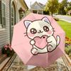 Adorable Kitten Heart Love Print Umbrella - Automatic Opening & Closing, Outdoor Travel Accessory, Lightweight and Durable 160
