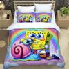 3D Sponge Bob Square Pants Printed Bedding Set, Cartoon Pattern Duvet Cover and Pillowcases, Single/Double Bed Sheet Sets,