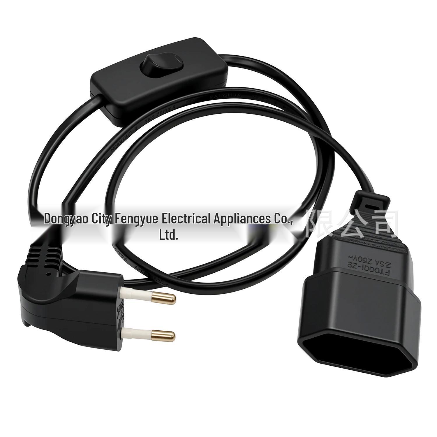 

1-Meter European Power Extension Cord with 303 Switch, Euro Standard Right-Angle Plug чорний