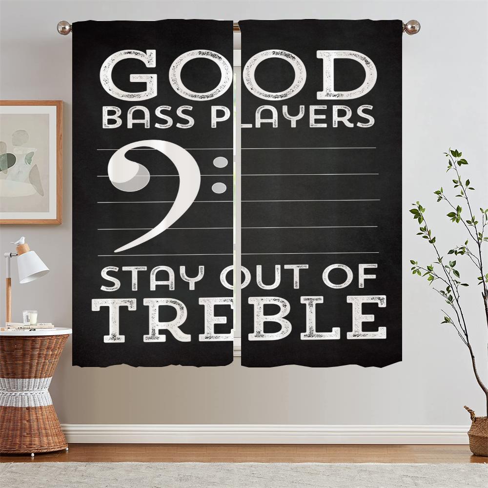 

Музыкальное слово Искусство Тюль в кухонных шторах Затемняющие шторы для гостиной Украшения для дома и украшения Затемняющие шторы W50xH70cmx2pcs-CL