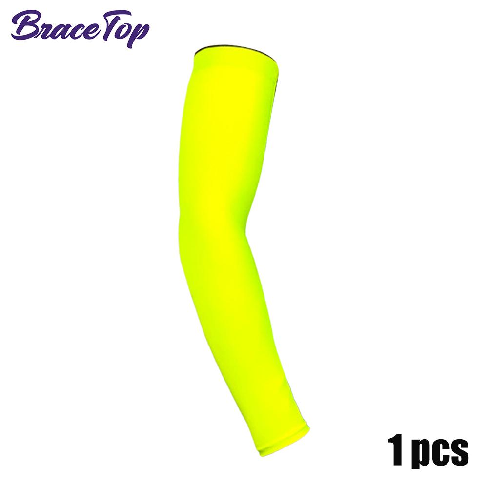 Bracetop Koelende Armmouwen UV-bescherming Voor Sport Basketbal Voetbal Volleybal Fietsen Mannen Vrouwen XL - weight 65-80kg yellow