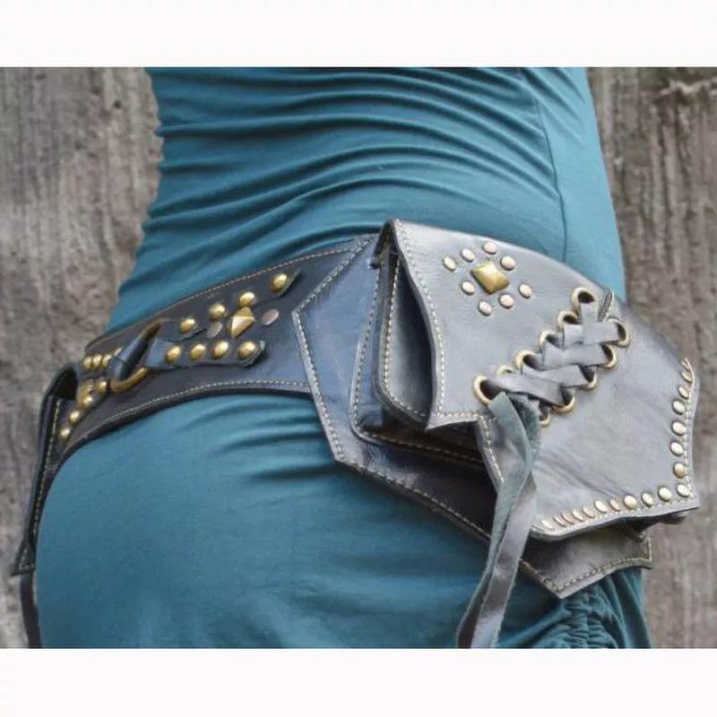 Punk Stijl Middeleeuwse Retro Riem en Schoudertas met Kwastjes - Portemonnee en Buiten Tailleband