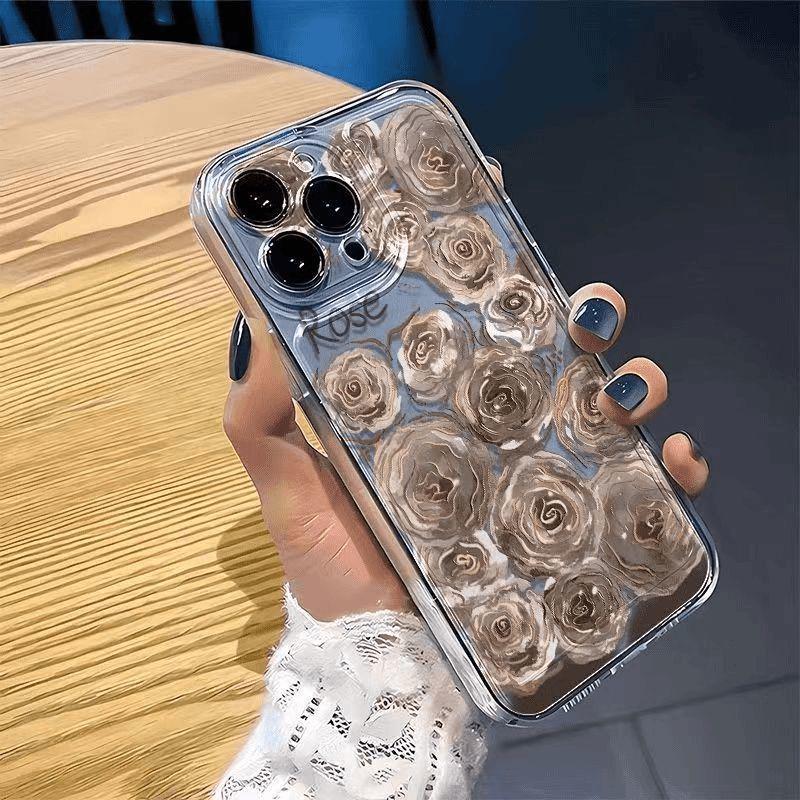 Full Screen Crystal Rose Soft Case for Apple iPhone 17 Pro Max/16/15/14