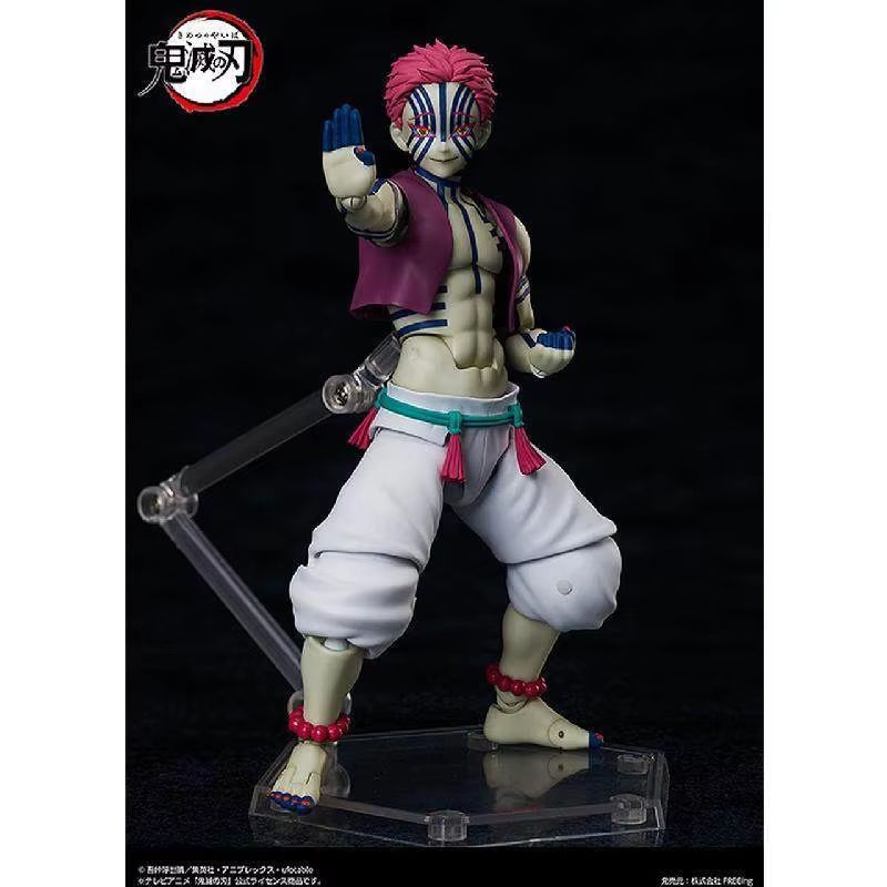 Bandai Demon Slayer Anime Figure Blade Akaza Winding String Three Movable Finished Product Action Figure Model Toy Gift