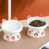 Creative Cartoon Cute Ear Shape Ceramic Drinking Water Eating Food Neck Protection Anti Overturning High Foot Cats Dog Bowl, 1Pc