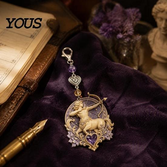 Zodiac Sign Bag Charm 12 Keychain with Keepsake Card, Star Card Pendant, Backpack Handbag Purse Charm, Inspirational Gift for Men Women Heart