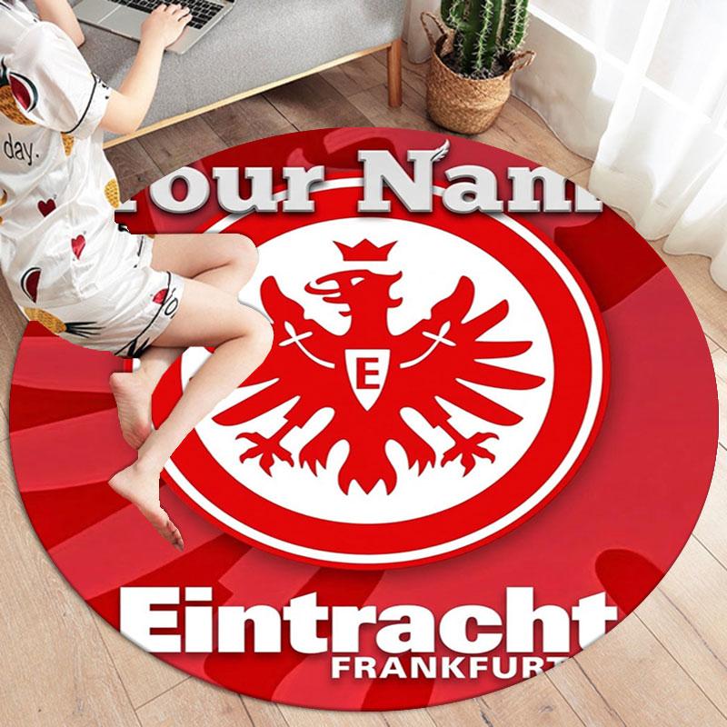 Eintracht Frankfurt Custom Name Round Area Rug,Carpet Rug for Living Room Bedroom Sofa Playroom Decor,Non-slip Floor Mat