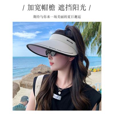 New Sunscreen Hat Summer UV Protection Large Brim Sun Hat Headband Empty Top Hat Sun Hat Face Cover Versatile